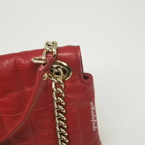 ๐ RED QUILTED LEATHER SHOULDER /CROSSBODY HANDBAG - BY KATE SPADE - Picture 7 of 8